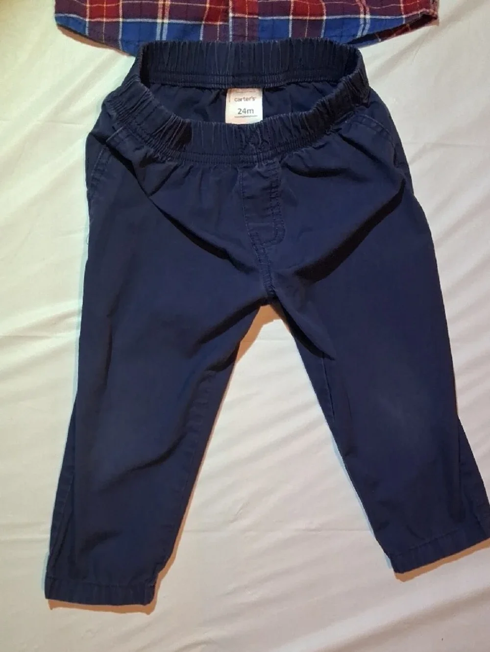 Carter's Toddler Boy Plaid Flannel Button-Up Shirt & Navy Pants Set 24 Months